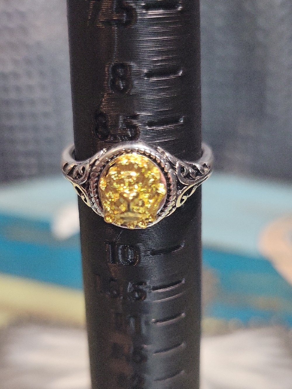 Sterling-Style Yellow Druzy Ring - Women's Fashion Ring